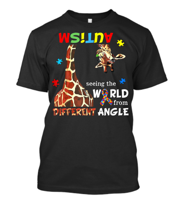 Autism Seeing The World From Different Angle Giraffe Puzzle T-Shirt