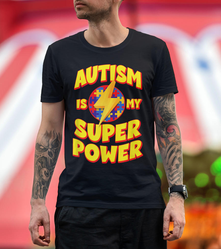Autism Is My Superpower Puzzle Lightning T-Shirt