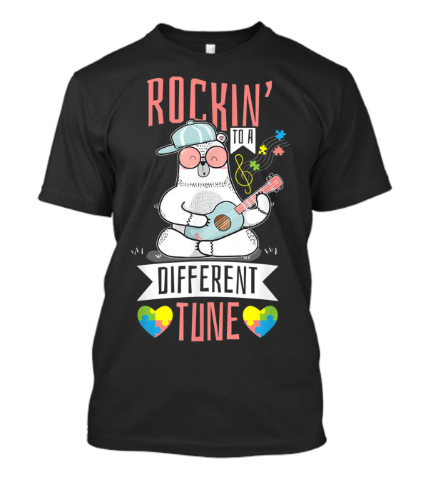 Rockin To A Different Tune Autism Son Child Daughter Sloth Puzzle Hearts T-Shirt