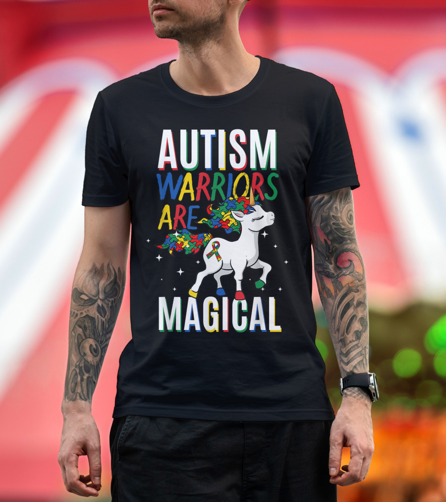 Autism Warriors Are Magical Unicorn Puzzle Pieces T-Shirt
