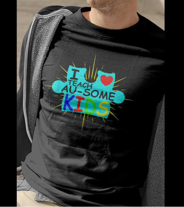 I Teach Au-Some Kids Puzzle Heart T-Shirt