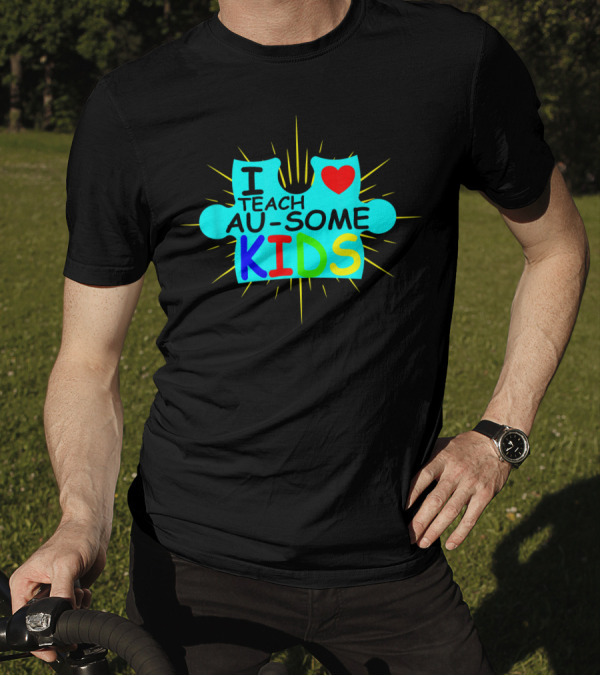 I Teach Au-Some Kids Puzzle Heart T-Shirt