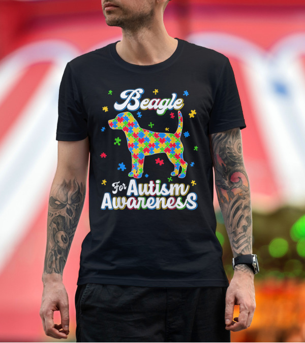 Premium T-Shirt: Beagle for Autism Awareness Puzzle Pattern Dog Dad T-Shirt Beagle for Autism Awareness Puzzle Pattern Dog Dad T-Shirt