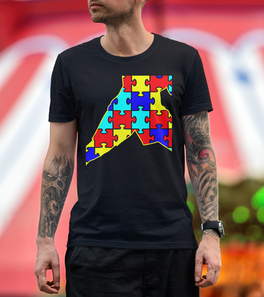 Boxing Autism Puzzle Piece Fight Awareness T-Shirt