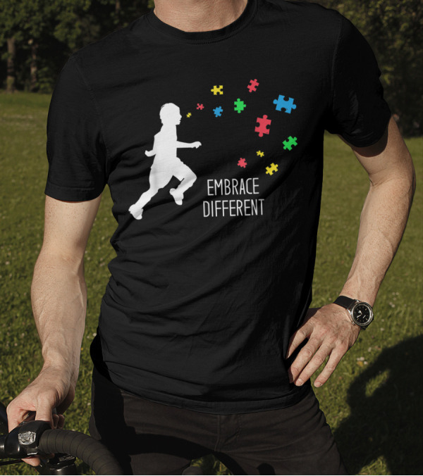 Embrace Different Silhouette With Colorful Puzzle Pieces T-Shirt
