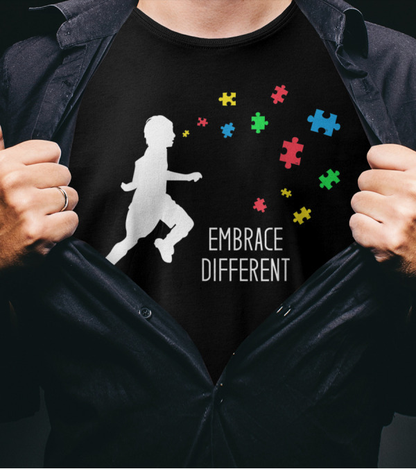 Embrace Different Silhouette With Colorful Puzzle Pieces T-Shirt