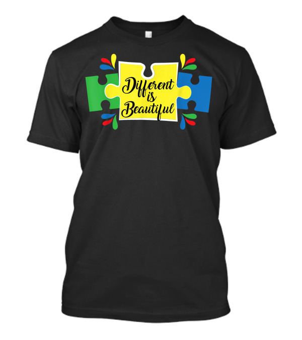 Different Is Beautiful Puzzle Piece Autism Support T-Shirt