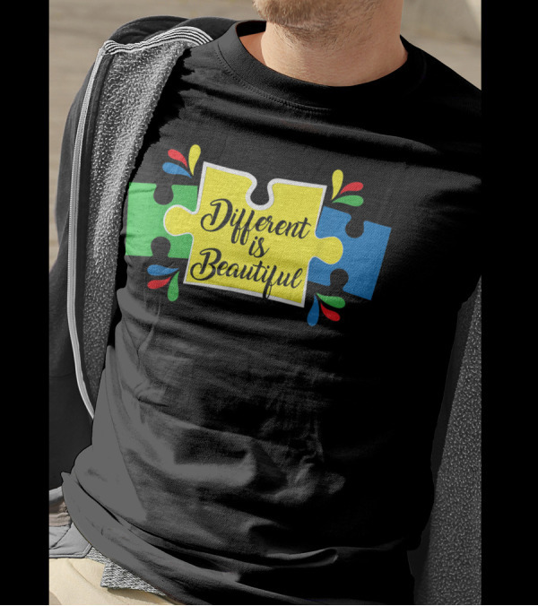 Different Is Beautiful Puzzle Piece Autism Support T-Shirt