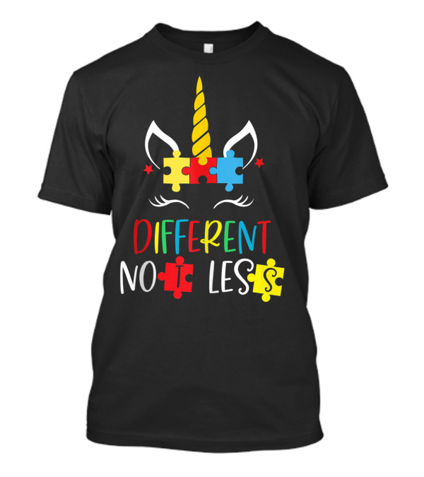 Different Not Less Autism Awareness Puzzle Unicorn T-Shirt