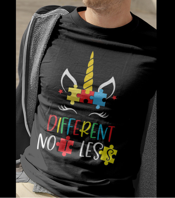 Different Not Less Autism Awareness Puzzle Unicorn T-Shirt