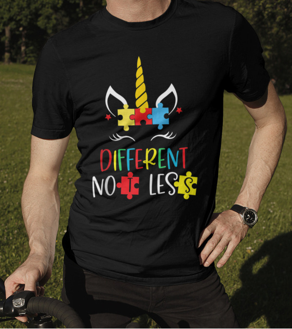 Different Not Less Autism Awareness Puzzle Unicorn T-Shirt