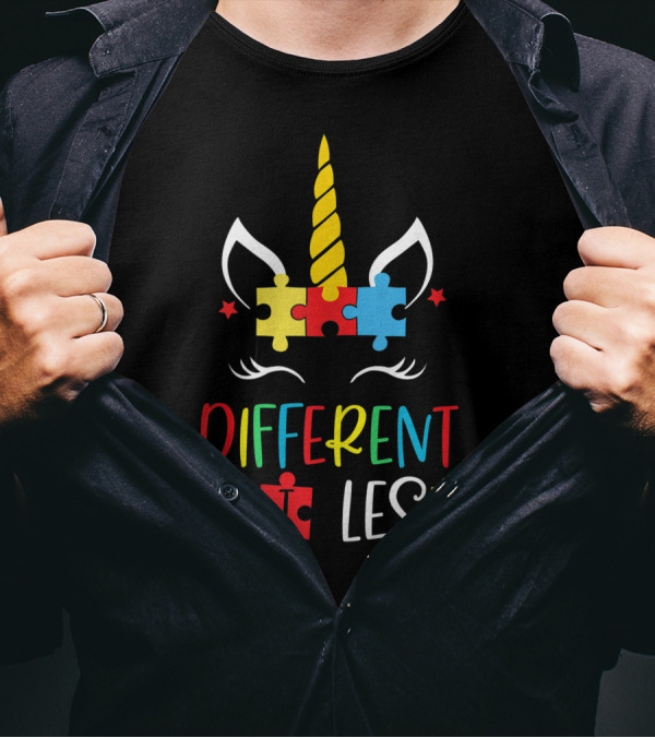 Different Not Less Autism Awareness Puzzle Unicorn T-Shirt