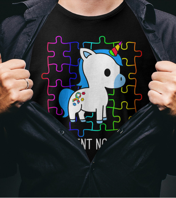 Different Not Less Autism Month Unicorn Ribbon Puzzle T-Shirt