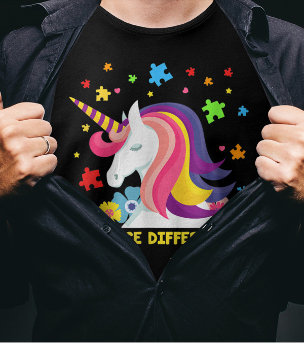 Embrace Differences Unicorn Puzzle Autism Cute Colorful T-Shirt