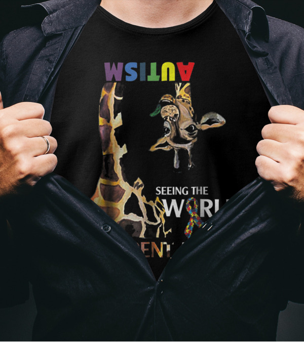 Autism Seeing The World From Different Angle Giraffe T-Shirt