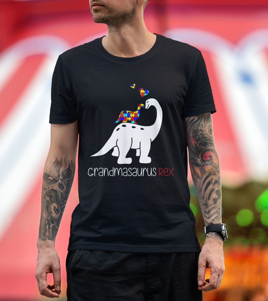 Grandmasaurus Rex Dinosaur Autism Awareness Fun Grandma T-Shirt