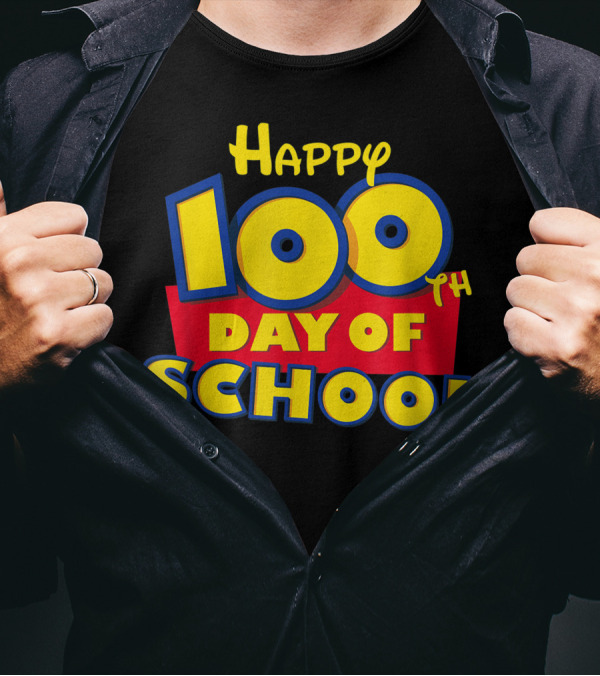 Happy 100th Day Of School Toy Cartoon Teacher Student T-Shirt