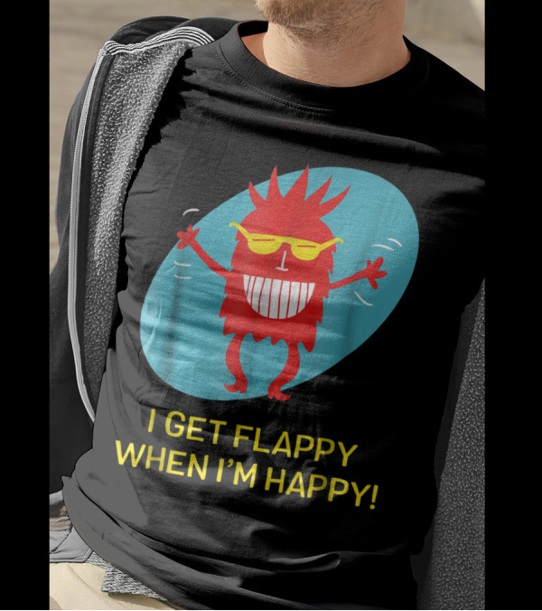 I Get Flappy When I'm Happy Red Character With Yellow Glasses Autism T-Shirt
