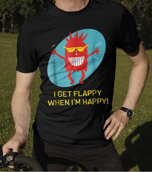 I Get Flappy When I'm Happy Red Character With Yellow Glasses Autism T-Shirt