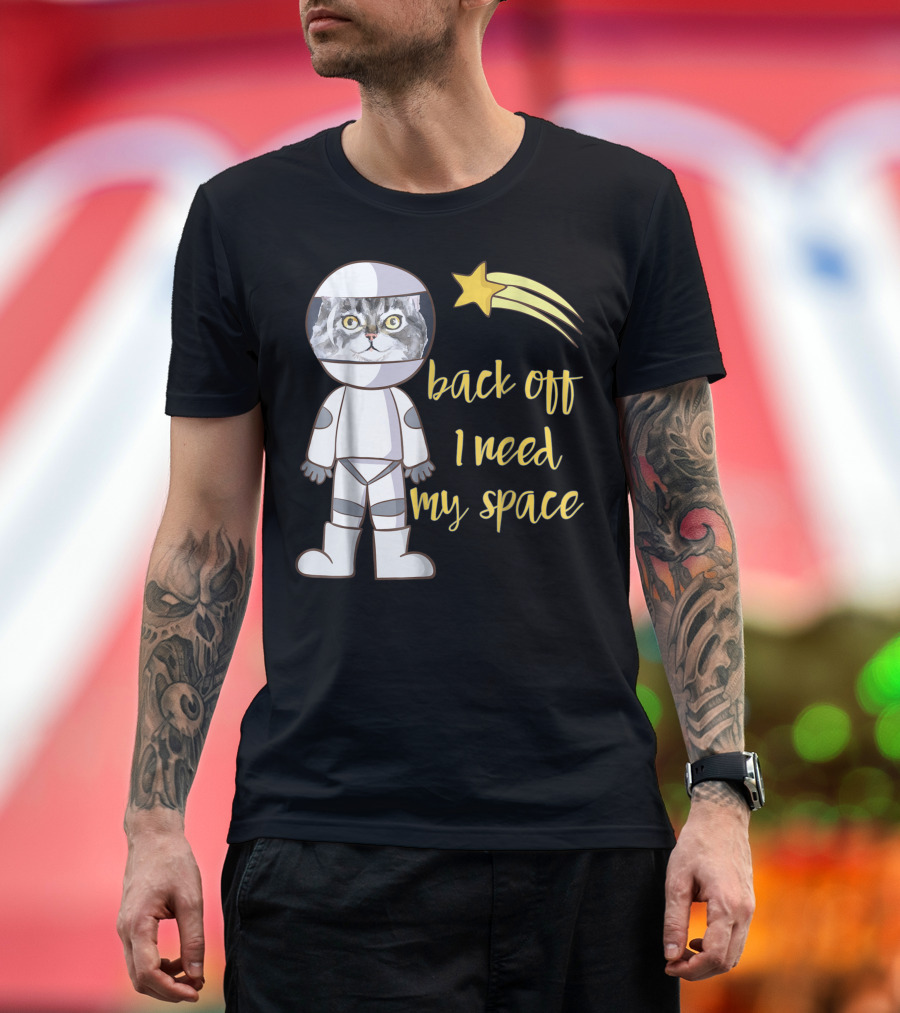 Back Off I Need My Space Astronaut Cat with Shooting Star T-Shirt