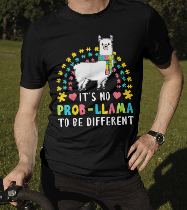 It's No Prob-Llama To Be Different Autism Puzzle Scarf T-Shirt