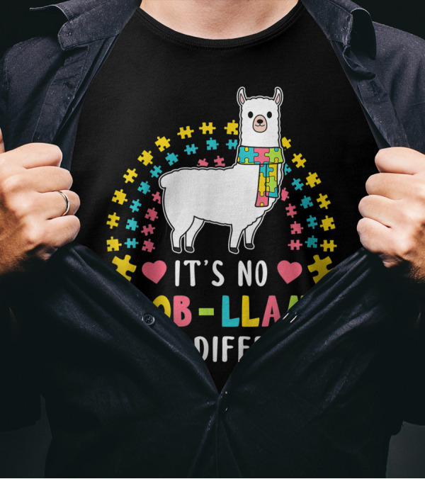 It's No Prob-Llama To Be Different Autism Puzzle Scarf T-Shirt