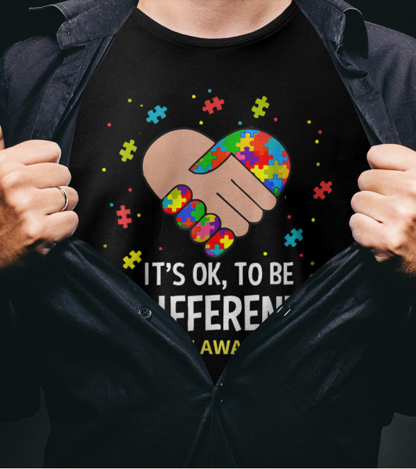 It's OK To Be Different Autism Awareness Puzzle Heart Support T-Shirt