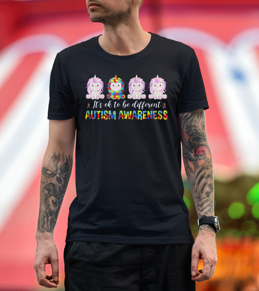 It's Ok to Be Different Autism Awareness Unicorn Lover T-Shirt