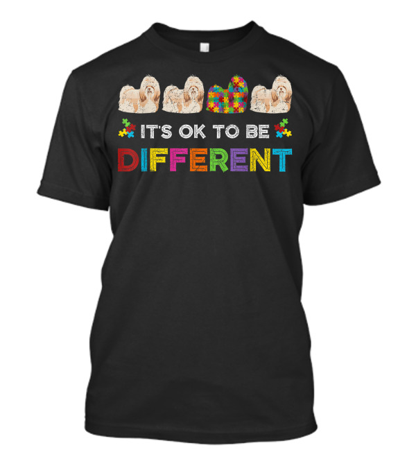 It's Ok To Be Different Shih Tzu Autism Dog Lovers Puzzle Heart T-Shirt