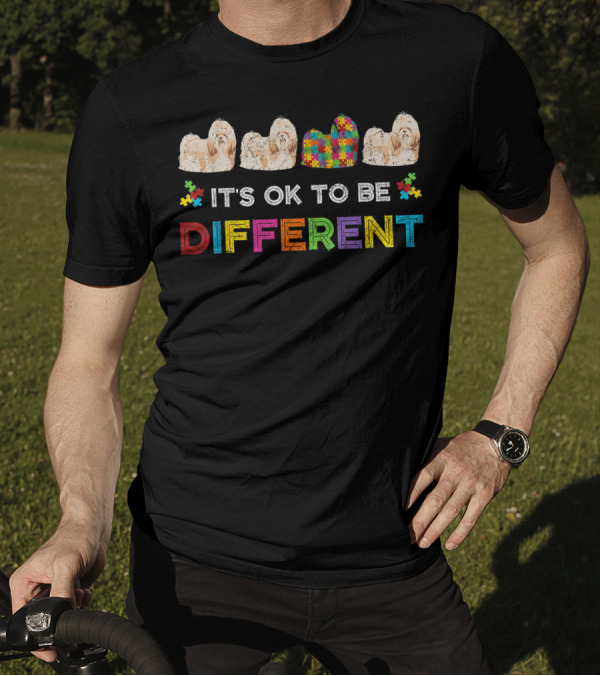 It's Ok To Be Different Shih Tzu Autism Dog Lovers Puzzle Heart T-Shirt