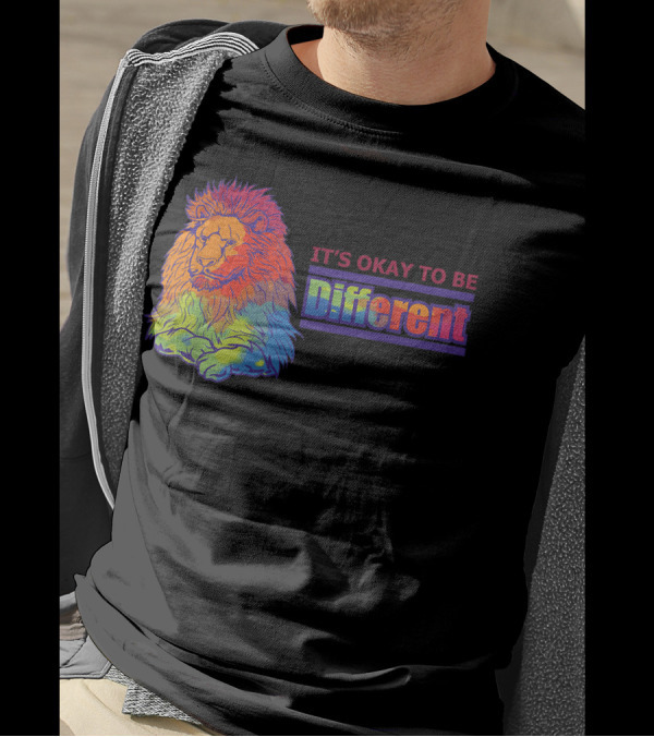 IT'S OKAY TO BE DIFFERENT Autism Support Unique Lion Rainbow T-Shirt