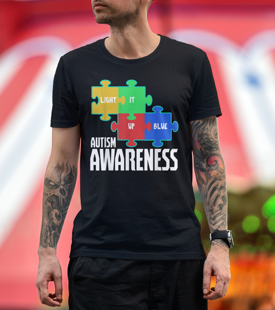 Light It Up Blue Puzzle Autism Awareness T-Shirt