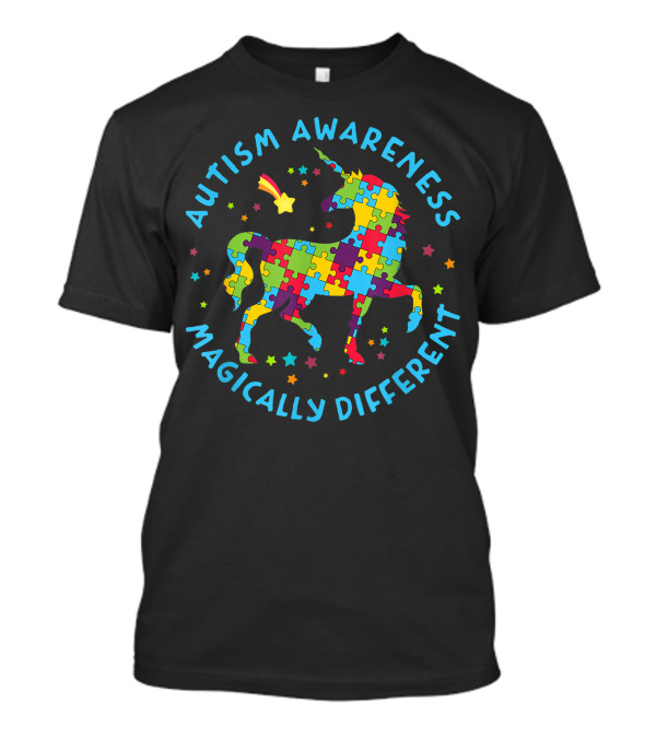 Autism Awareness Magically Different Unicorn Puzzle Star T-Shirt