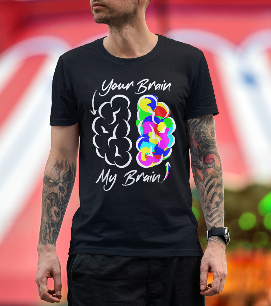 Your Brain My Brain Mental Health Awareness Autism Multicolor Contrast T-Shirt