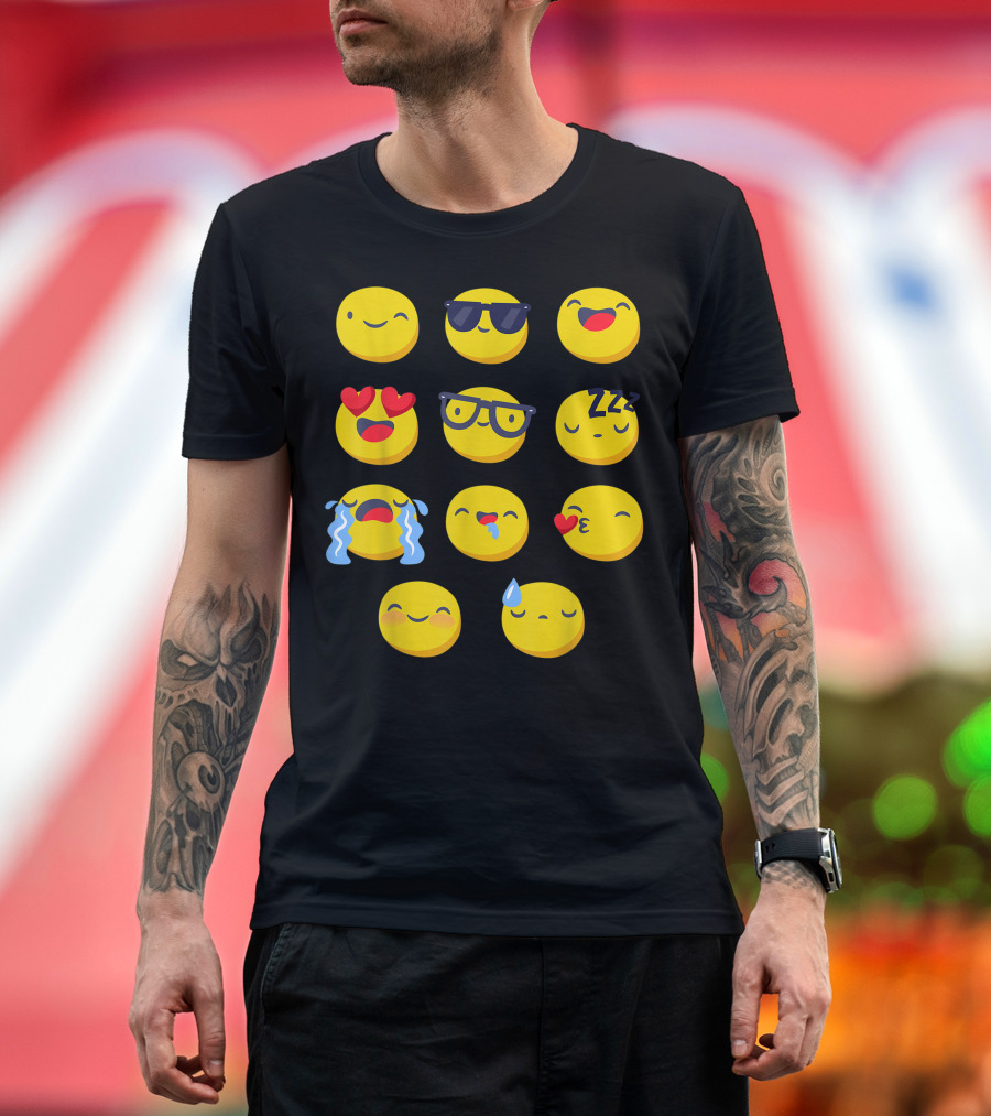 Adaptive Cute Emoji Emoticons with Nonverbal Expressions T-Shirt