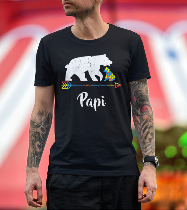 Premium T-Shirt: Papi Bear Autism Awareness Puzzle Pattern Arrow T-Shirt Papi Bear Autism Awareness Puzzle Pattern Arrow T-Shirt