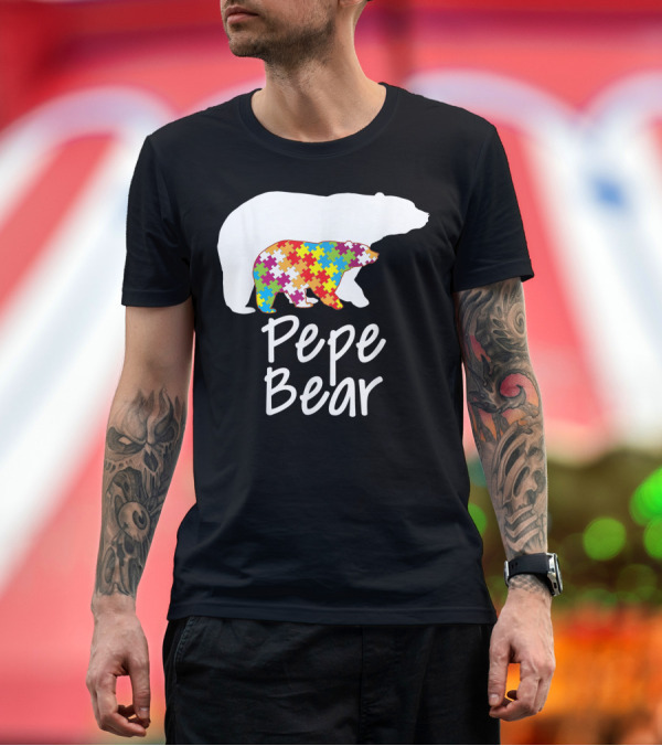 Premium T-Shirt: Pepe Bear Autism Awareness Rainbow Puzzle T-Shirt Pepe Bear Autism Awareness Rainbow Puzzle T-Shirt