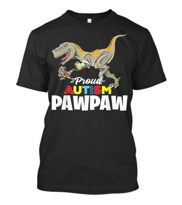 Proud Autism Pawpaw Dinosaur Puzzle Piece Child T-Shirt