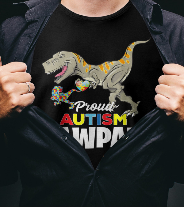 Proud Autism Pawpaw Dinosaur Puzzle Piece Child T-Shirt