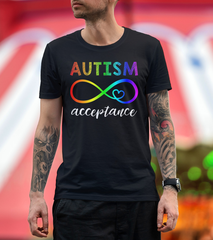 Autism Acceptance Infinity Heart Rainbow T-Shirt