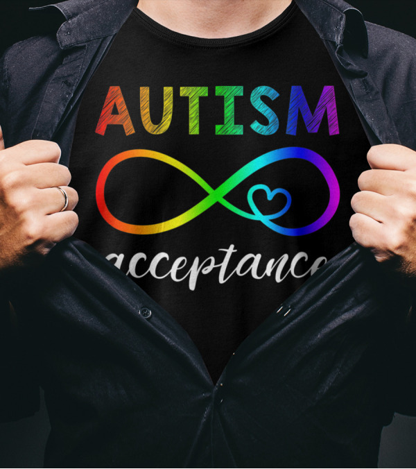 Autism Acceptance Infinity Heart Rainbow T-Shirt