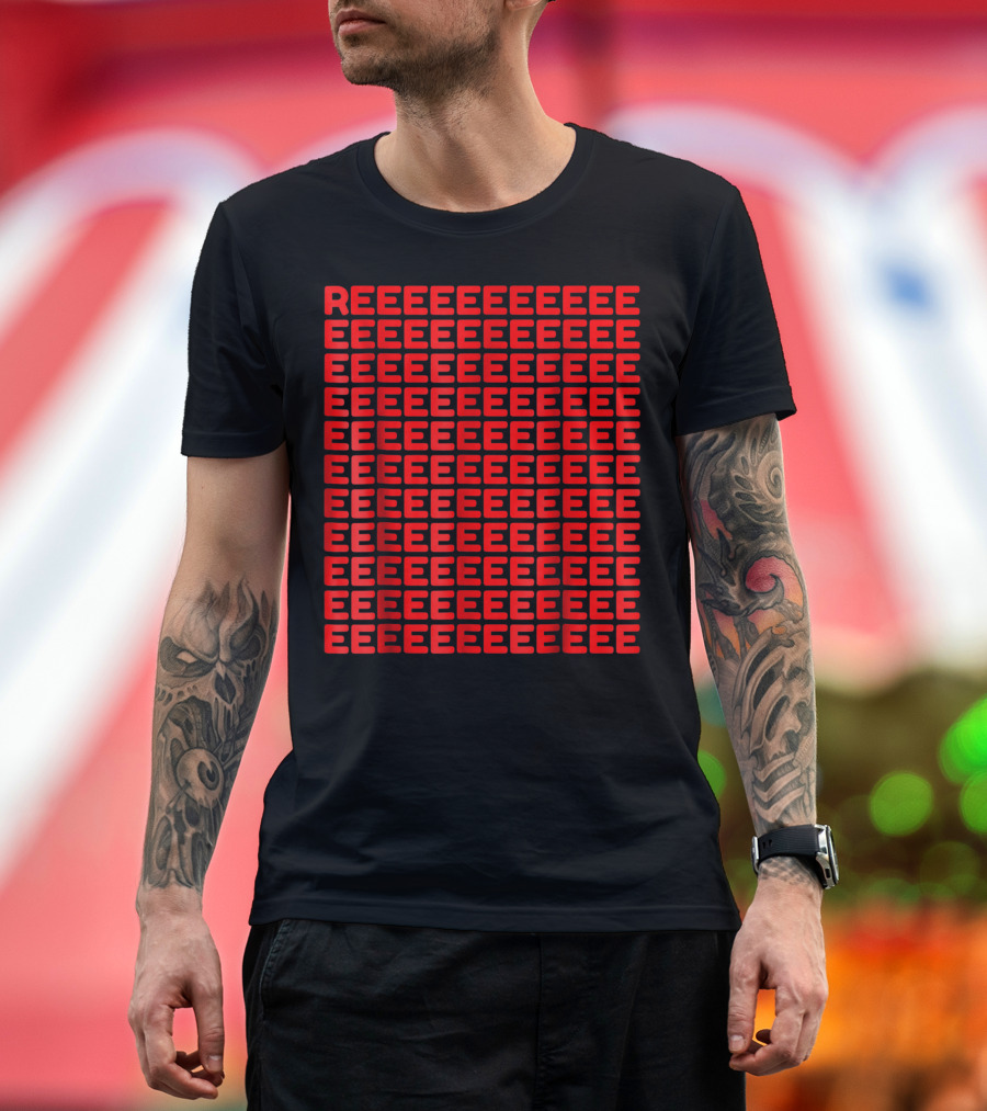 Reeee Typography Pattern Minimalist Red T-Shirt
