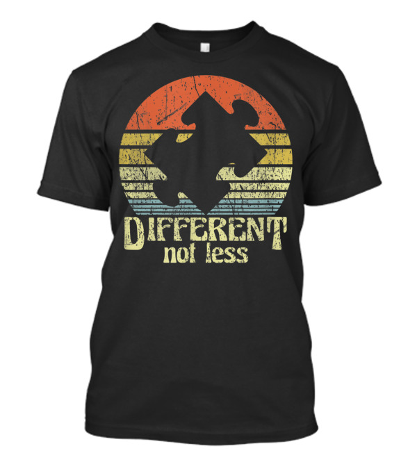 Retro Style Puzzle Piece Different Not Less Autism Awareness T-Shirt