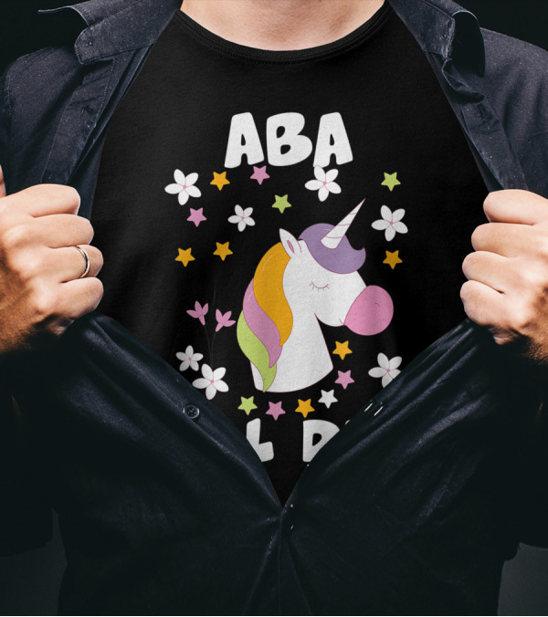 Unicorn ABA All Day With Stars And Flowers T-Shirt