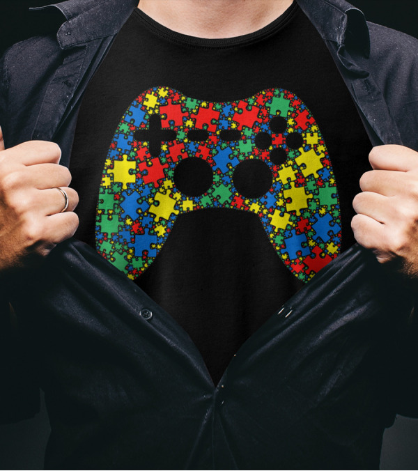 Video Game Controller Puzzle Autism Awareness T-Shirt