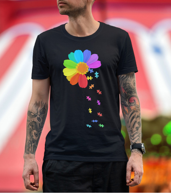 Premium T-Shirt: Choose Kind Autism Awareness Multicolor Daisy Puzzle Pieces T-Shirt Choose Kind Autism Awareness Multicolor Daisy Puzzle Pieces T-Shirt