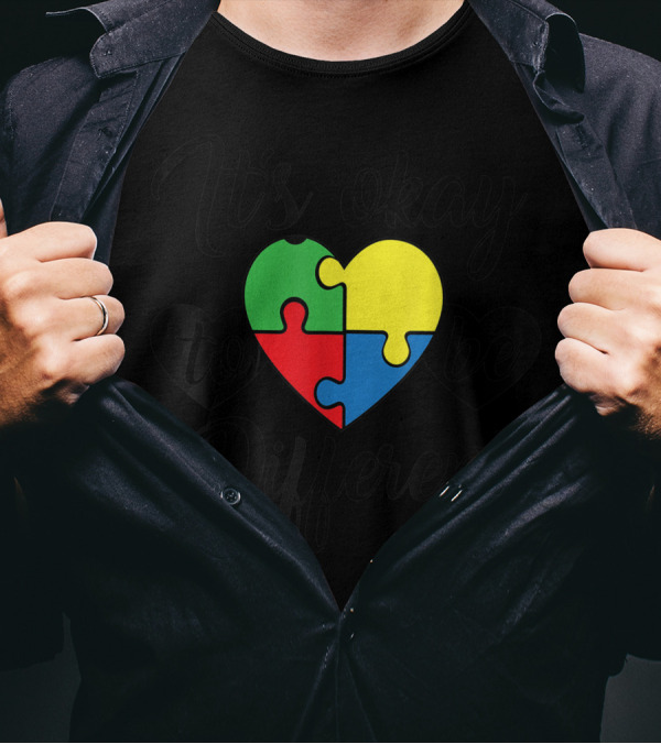 It's Okay To Be Different Heart Puzzle Autism Awareness T-Shirt