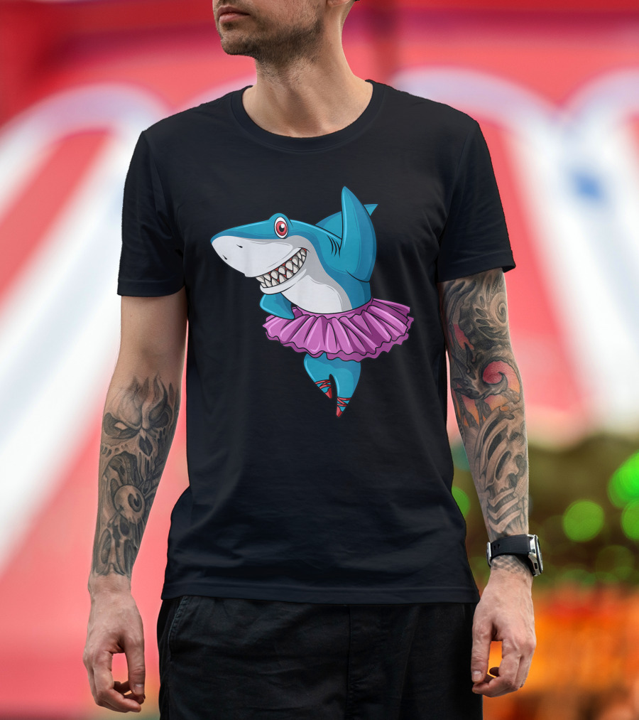 Ballerina Shark Ballet Tutu Dance Party T-Shirt