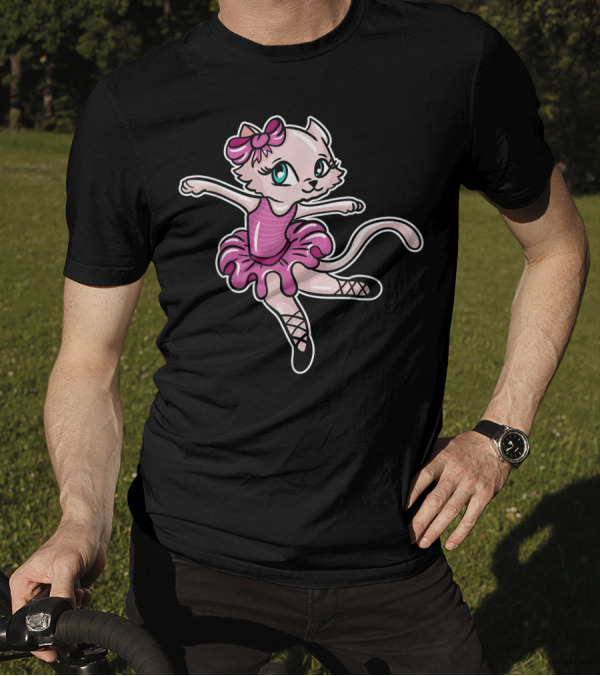 Ballet Ballerina Dancer Cat In Pink Tutu With Bow T-Shirt