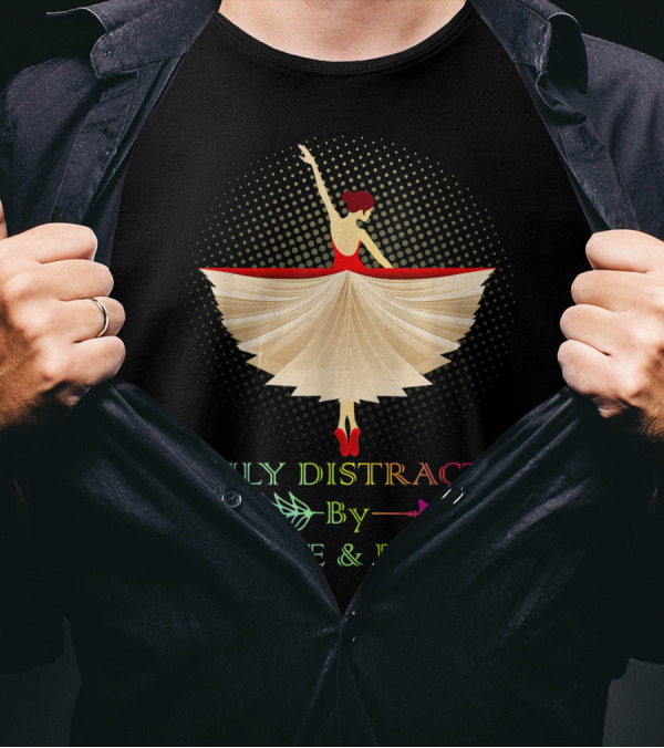 Easily Distracted By Dance And Books Ballet Book Page Dress T-Shirt